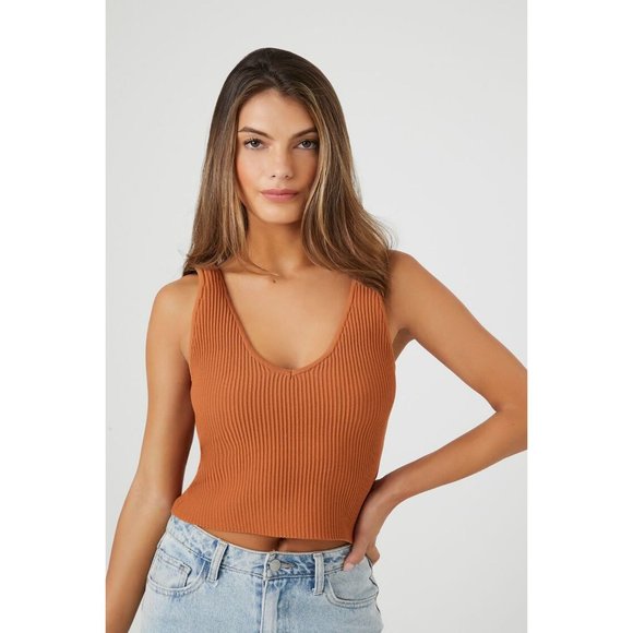 Forever 21 | Tops | Forever 2 Light Burnt Orange Compact Ribbed Knit ...